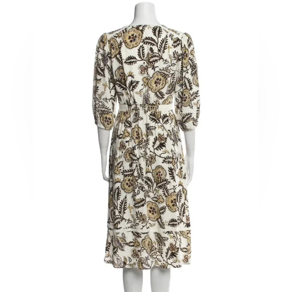 Ba&Sh Vienne Printed Crepe Midi Dress Flower Leaf Print Cream Size 8 NWT - Picture 5 of 14